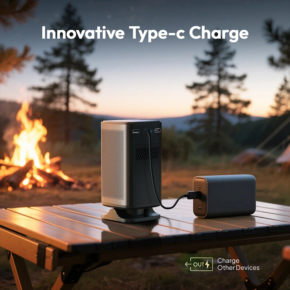 BYINTEK P70X Portable Mini Projector with Built-in Battery 4K Support 3D Wifi for Outdoor Movie Night Home Theater Projectors