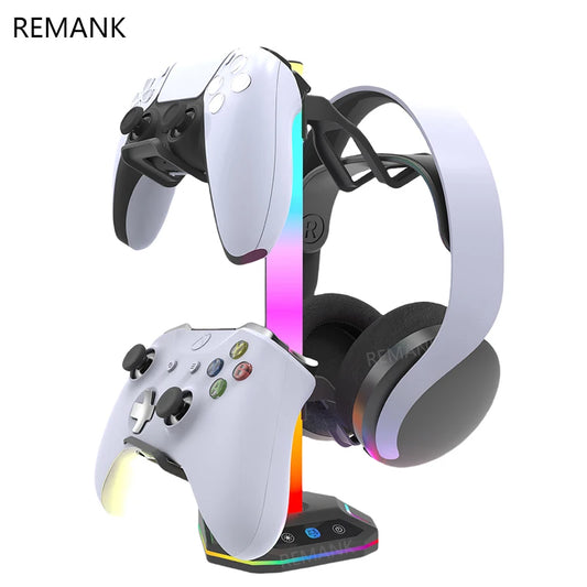REMANK Game Controller Holder PS5 For PS5 slim PS4 PC XBox Control Handle Bracket Headphone Holder Storage Accessories RGB light