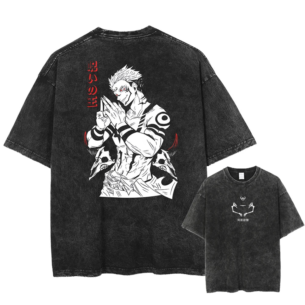 Graphic Washed Sukuna T-Shirt Oversized