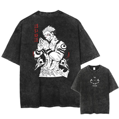 Graphic Washed Sukuna T-Shirt Oversized