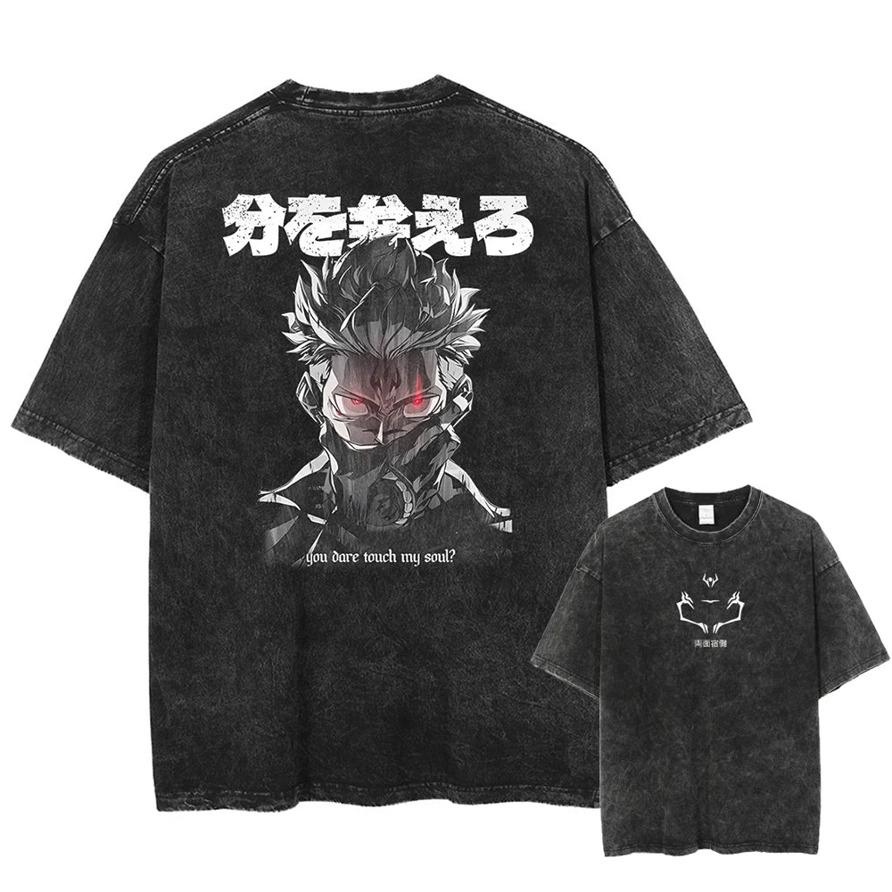 Graphic Washed Sukuna T-Shirt Oversized