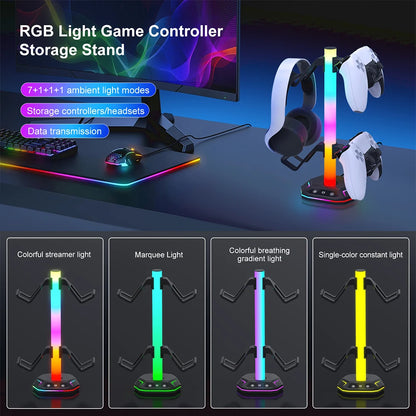 REMANK Game Controller Holder PS5 For PS5 slim PS4 PC XBox Control Handle Bracket Headphone Holder Storage Accessories RGB light