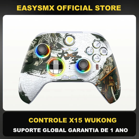 EasySMX X15 Wireless Gamepad Bluetooth Gaming Controller Compatible with PC/NS/TV/Phone/Steam RGB Hall Effect Black Myth Wukong